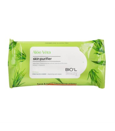 دستمال مرطوب دست و صورت 10 برگ آلوئه ورا بيول
