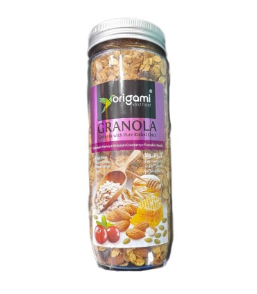 غلات صبحانه 380 گرم گرانولا جو دوسر و عسل و بادام اوريگامي