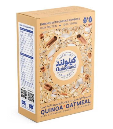 غلات صبحانه 300 گرم كينوا دارچين و دانه چيا كينولند