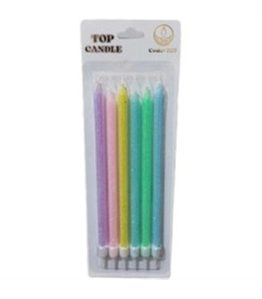 شمع تولد (6 عددي) پاستيلي رنگي بلند