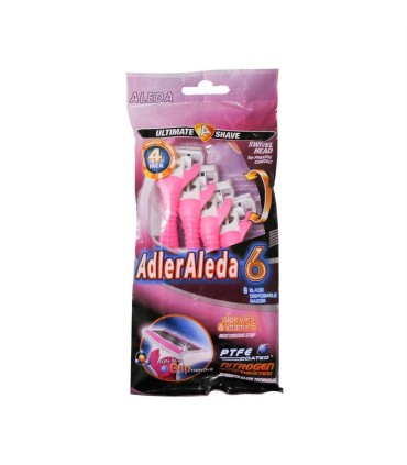 خودتراش 6 لبه 4 عددي صورتي/سبز آدلرآلدا