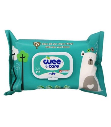 دستمال مرطوب كودك 20 برگ روغن زيتون درب دار وي كر