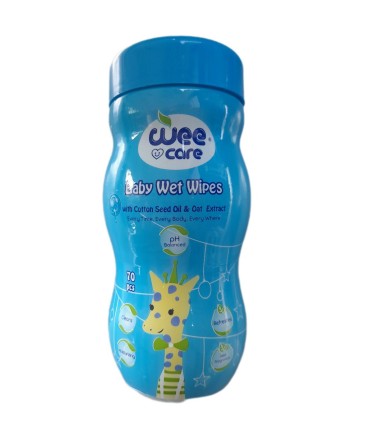 دستمال مرطوب كودك 70 برگ استوانه پنبه دانه وي كر