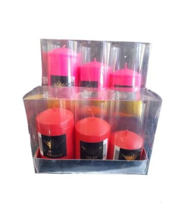 شمع 3 سايز قطر 6 استوانه رنگي