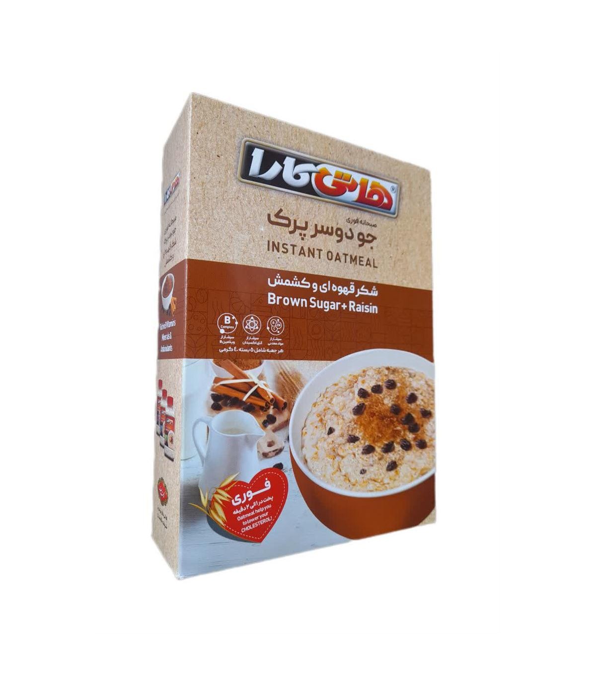 غلات صبحانه 200 گرم جعبه شكر قهوه اي و كشمش هاتي كارا