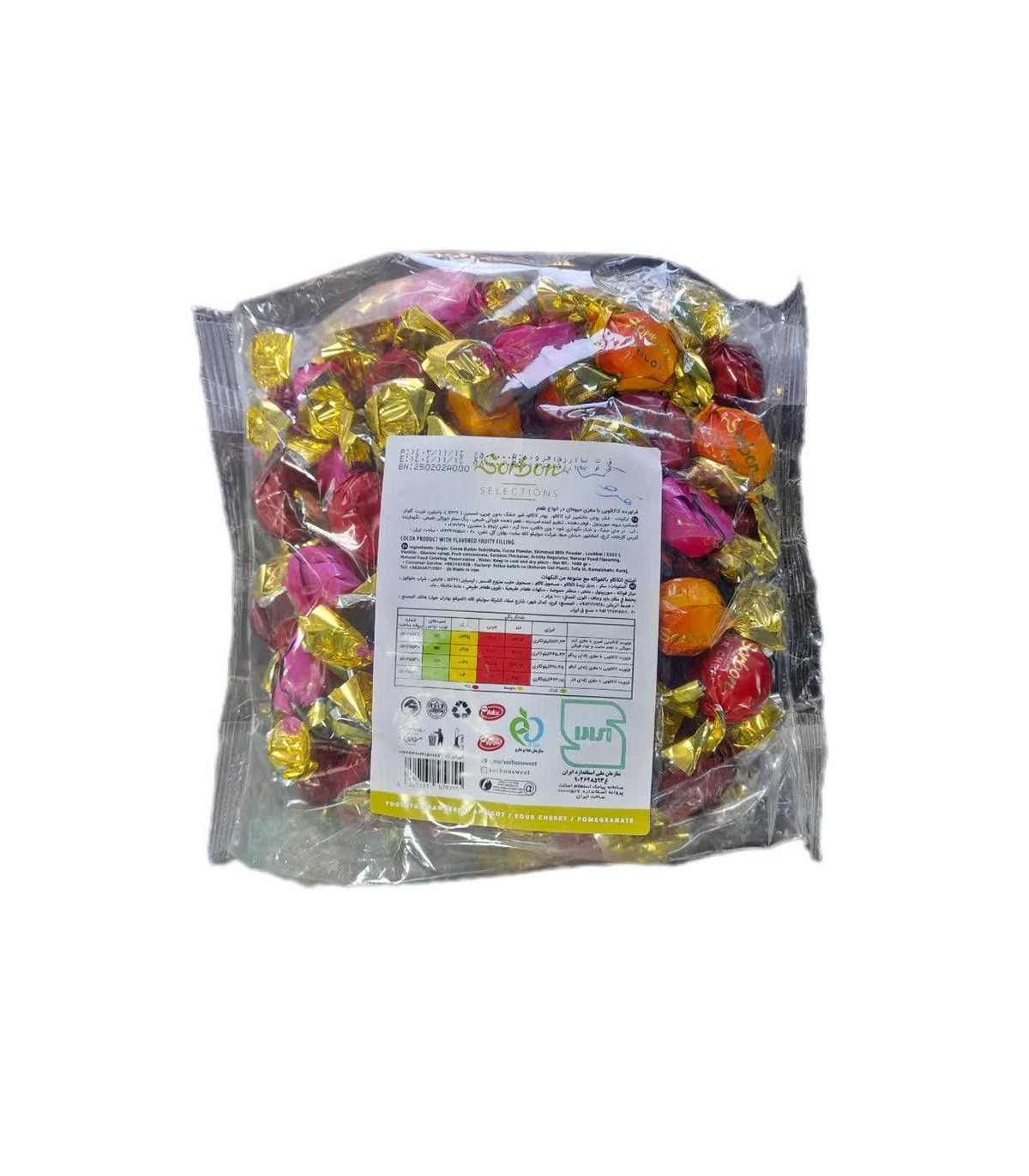 شكلات 1 كيلو دوسر پيچ كاكائو با مغزي ميوه اي سوربن