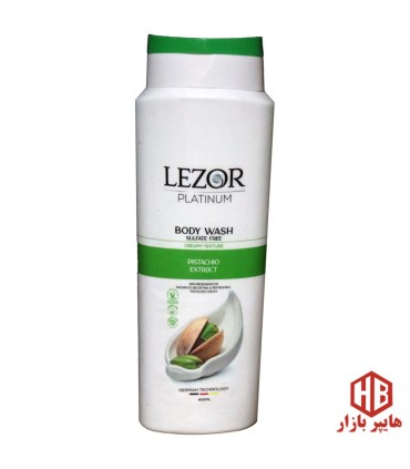 شامپو بدن 400 ميل كرمي بدون سولفات عصاره پسته LEZOR