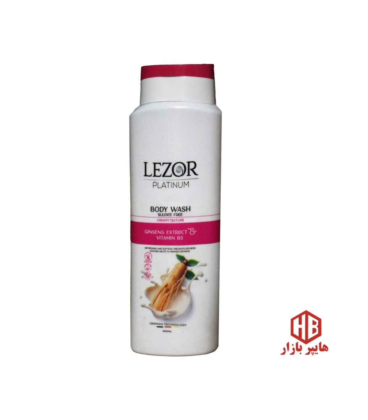 شامپو بدن 400 ميل كرمي بدون سولفات B5 + جينسينگ LEZOR