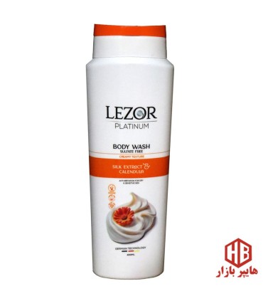 شامپو بدن 400 ميل كرمي بدون سولفات عصاره ابريشم LEZOR