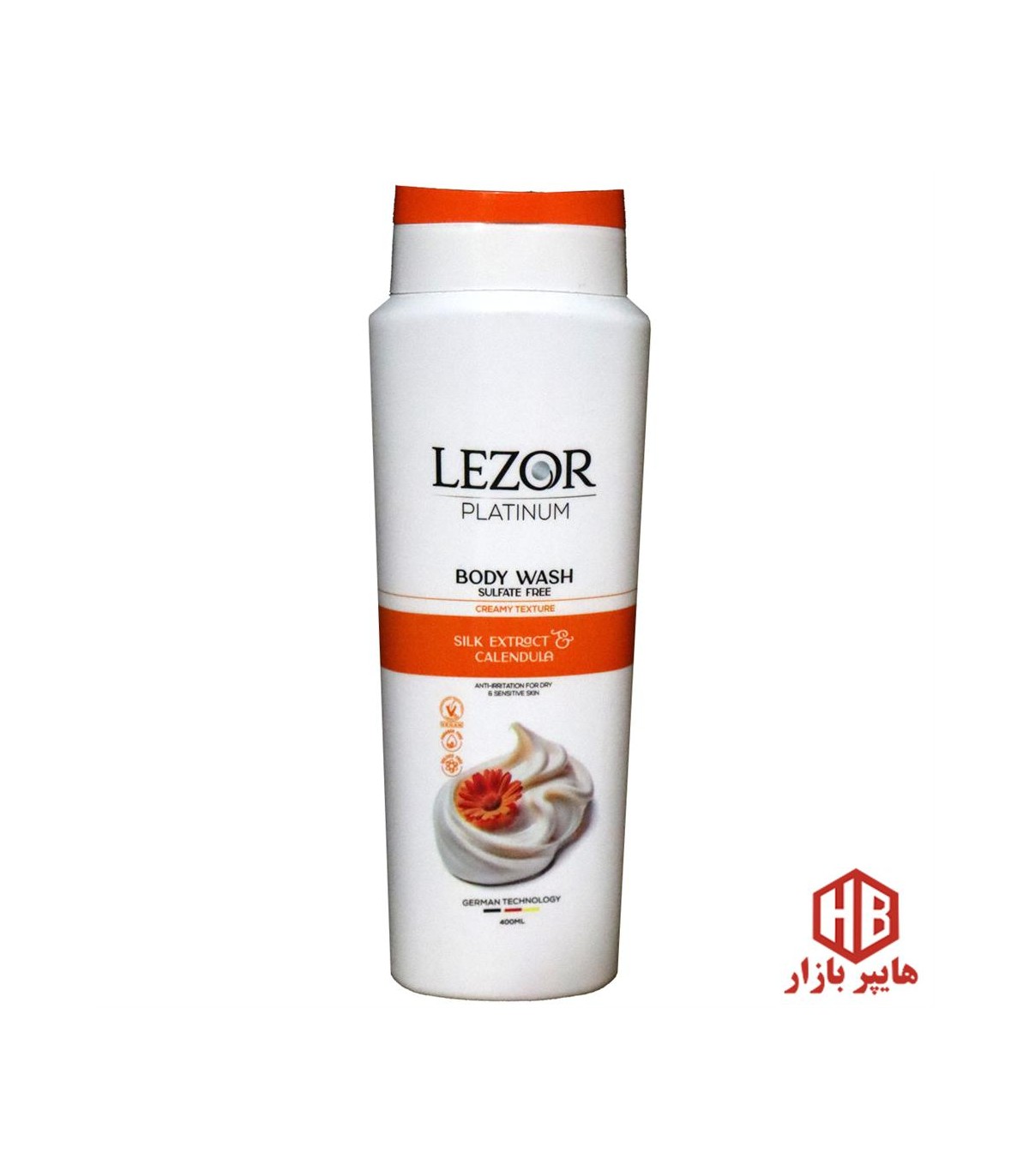 شامپو بدن 400 ميل كرمي بدون سولفات عصاره ابريشم LEZOR