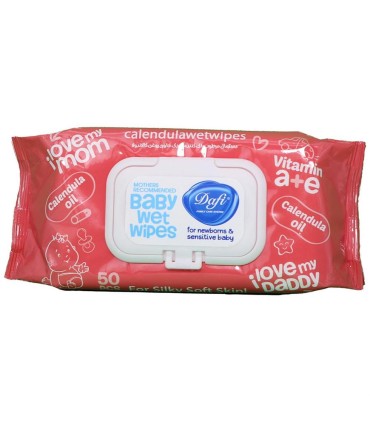 دستمال مرطوب كودك 50 برگ روغن كالاندولا درب دار دافي