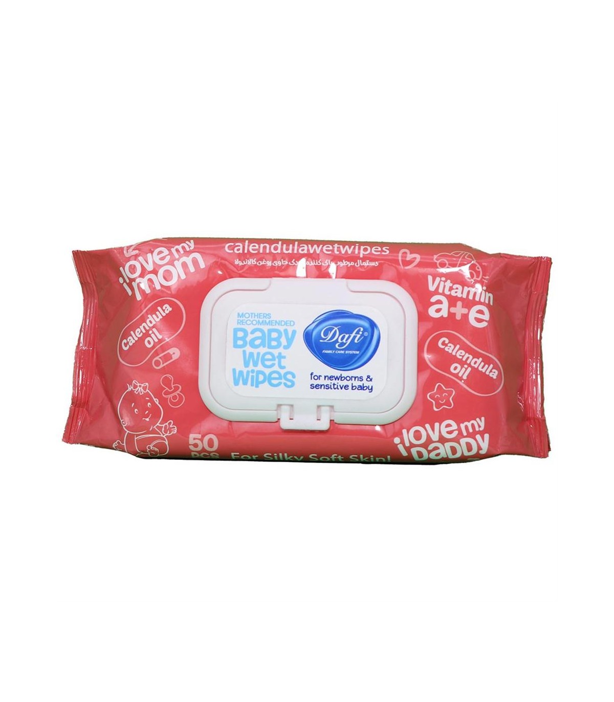 دستمال مرطوب كودك 50 برگ روغن كالاندولا درب دار دافي