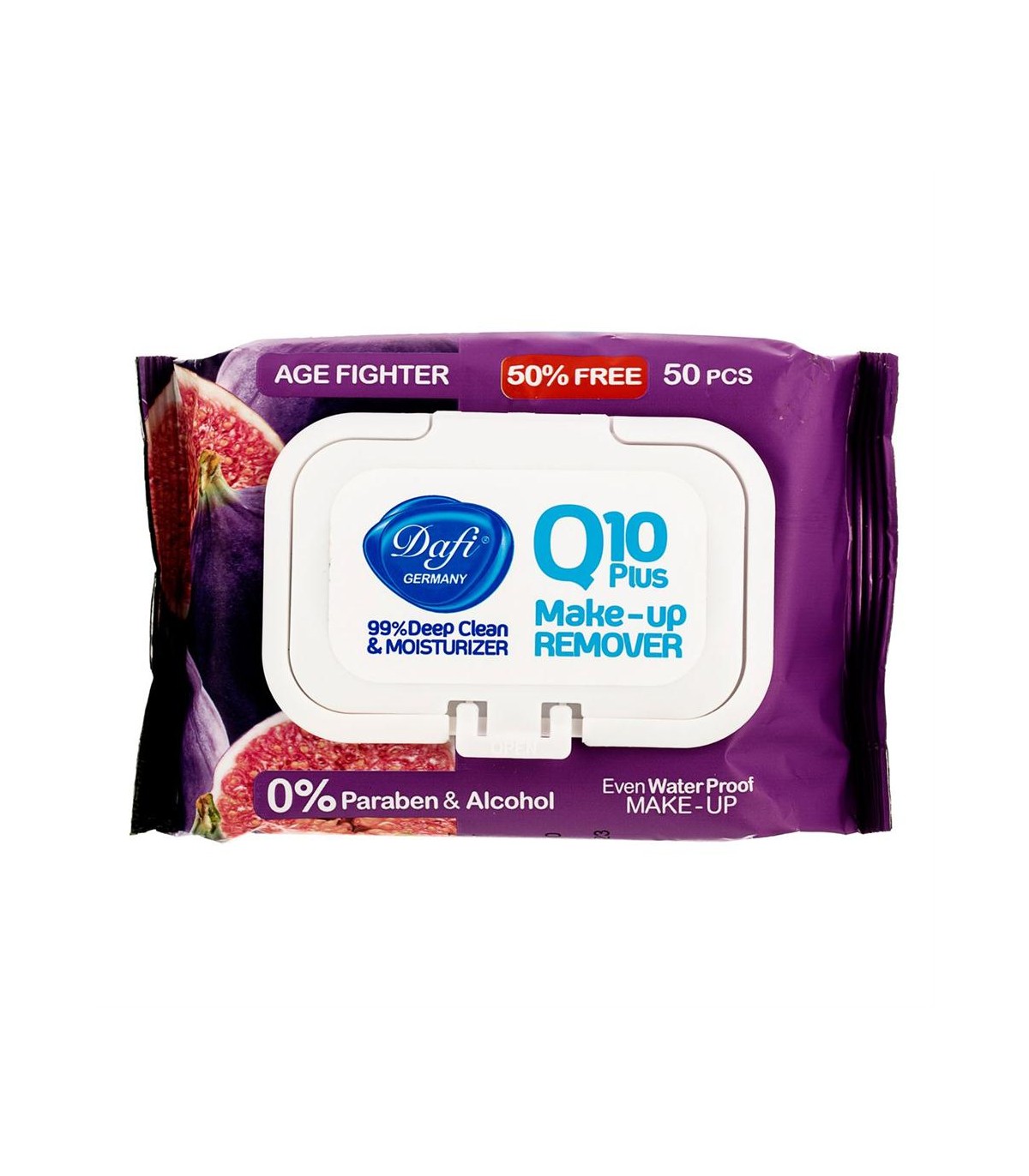 دستمال مرطوب آرايشي 50 برگ ميوه اي Q10 دافي