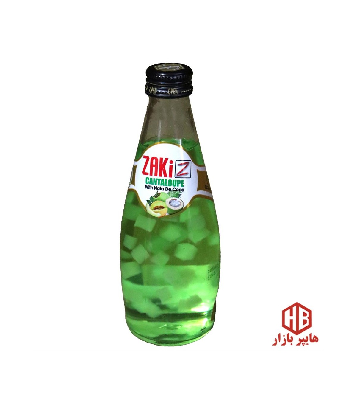 نوشيدني 300 ميل شيشه طالبي با تكه هاي نارگيل ZAKi