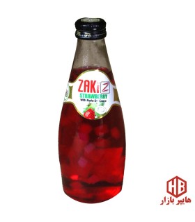 نوشيدني 300 ميل شيشه توت فرنگي با تكه هاي نارگيل ZAKi