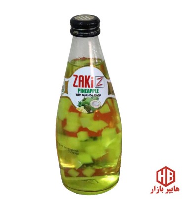 نوشيدني 300 ميل شيشه آناناس با تكه هاي نارگيل ZAKi