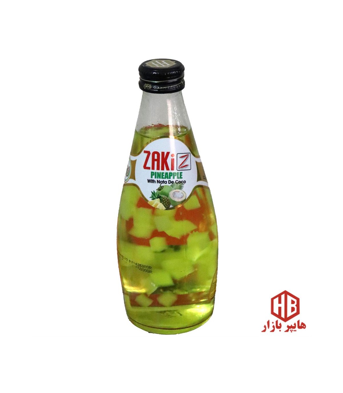 نوشيدني 300 ميل شيشه آناناس با تكه هاي نارگيل ZAKi