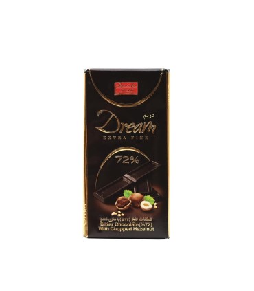 شكلات 60 گرم تابلت تلخ دريم 72% با مغز فندق شيرين عسل