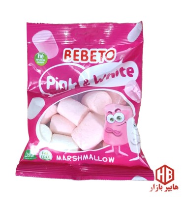 مارشمالو 60 گرم صورتي سفيد ببتو BEBETO