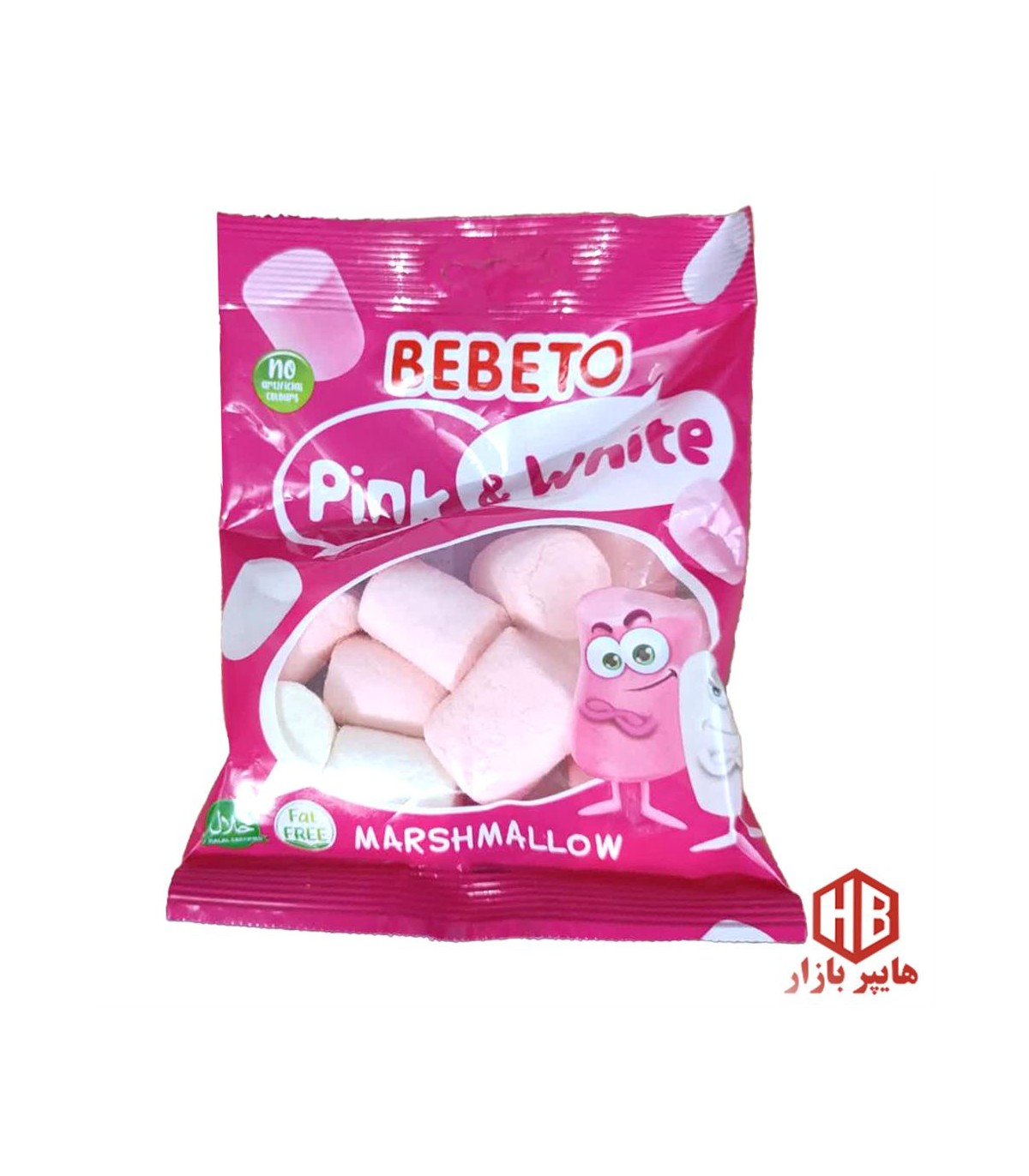 مارشمالو 60 گرم صورتي سفيد ببتو BEBETO