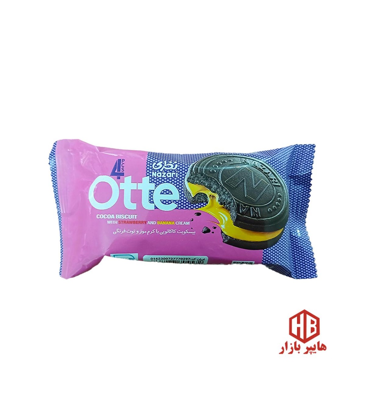 بيسكويت 50 گرم كرمدار كاكائو با كرم موز و توت فرنگي نظري
