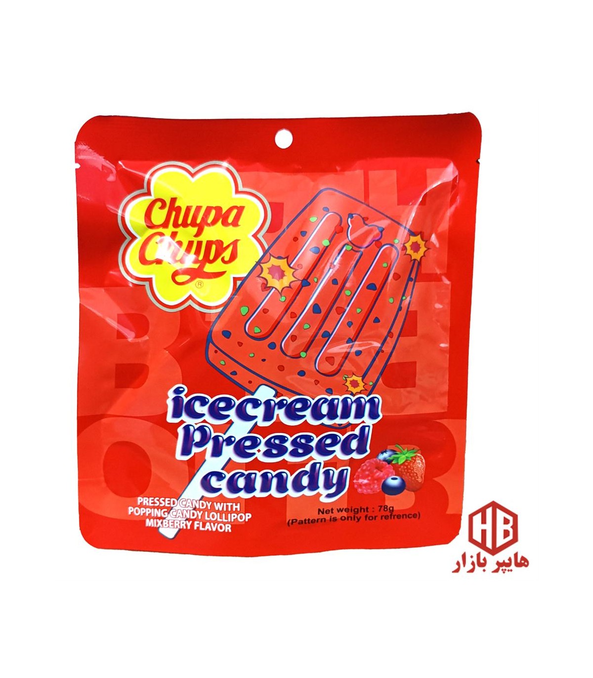 بستني خشك پك استند آپ چوبي تمشك و توت فرنگي  Chupa Chups