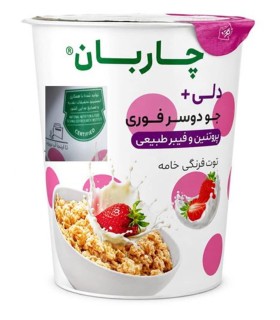 غلات صبحانه 55 گرم ليواني جو دوسر + پروتئين توت فرنگي چاربان