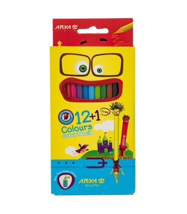 مداد رنگي 13 رنگ مقوايي آريا