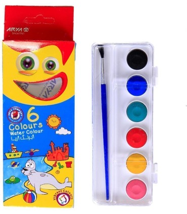 آبرنگ 6 رنگ با قلمو آريا
