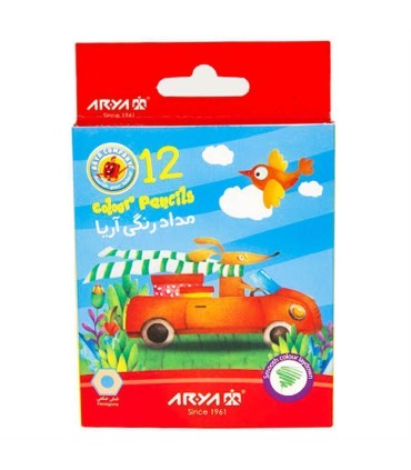 مداد رنگي 12 رنگ كوتاه آريا