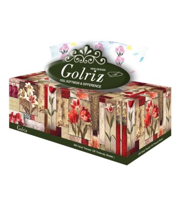 دستمال كاغذي جعبه اي 300 برگ زنبق و شقايق گلريز