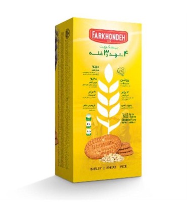 بيسكويت 330 گرم پذيرايي  4شهد/3غله فرخنده