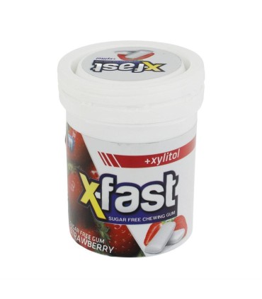 آدامس قوطي بزرگ توت فرنگي بدون شكر اكس فست