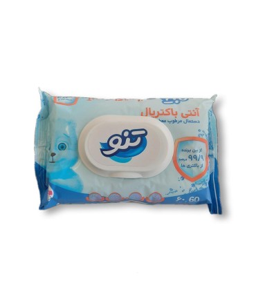 دستمال مرطوب 60 برگ آنتي باكتريال معطر تنو