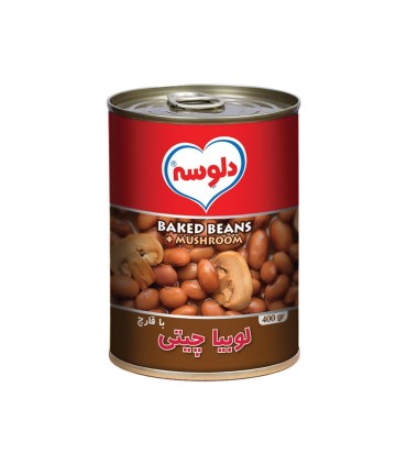 كنسرو 400 گرم لوبيا و قارچ دلوسه