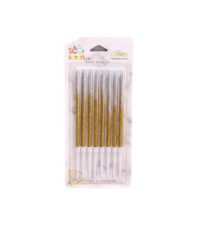 شمع تولد 8 عددي بلند اكليلي دورنگ