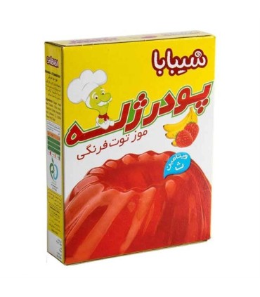 پودر ژله 100 گرم موز توت فرنگي شيبابا