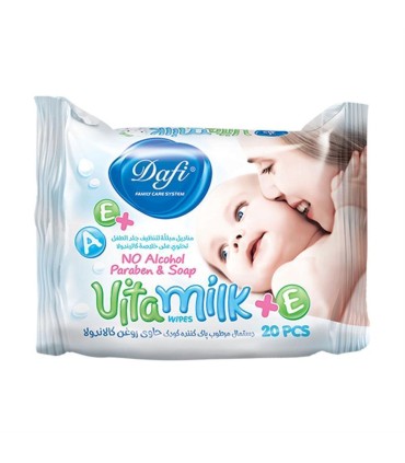 دستمال مرطوب كودك 20 برگ ويتا ميلك دافي