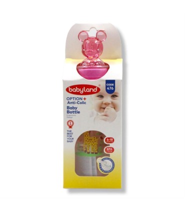 شيشه شير خوري 240 ميل فندقي عروسكي صورتي(6 تا18ماه) بي بي لند