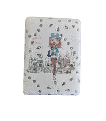 آينه ي آرايشي تاشو چرمي نگين دار