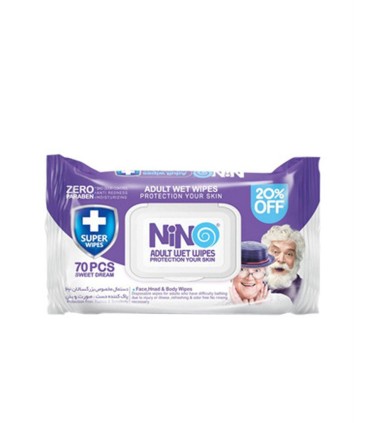 دستمال مرطوب بزرگسال 70 برگ نينو