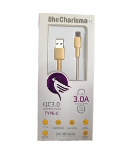 کابل USB تاپ سی مهرنام 3 آمپر شی کاریزما