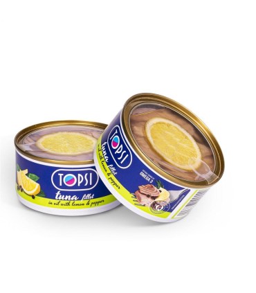 تن ماهي 180 گرم ليمو و فلفل درب شفاف تاپسي