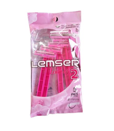 خودتراش 2 لبه 5 عددي صابوندار صورتي لمسر