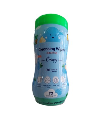 دستمال مرطوب 70 برگ استوانه آلوئه ورا كانواس