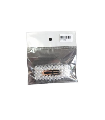 سنجاق موي سر نگين دار سفيد پايه نقره اي