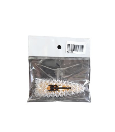 سنجاق موي سر نگين دار سفيد پايه طلايي