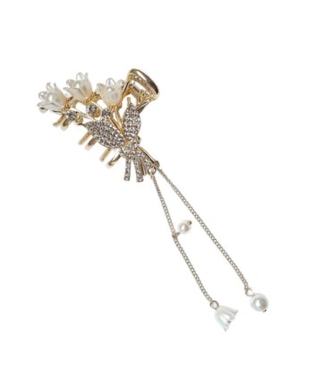 كليپس موي سر فلزي طلايي نگين دار آويز دار