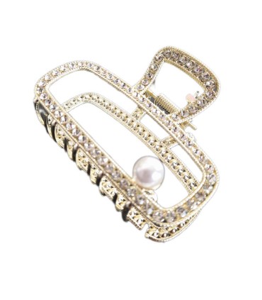 كليپس موي سر فلزي طلايي بزرگ نگين دار