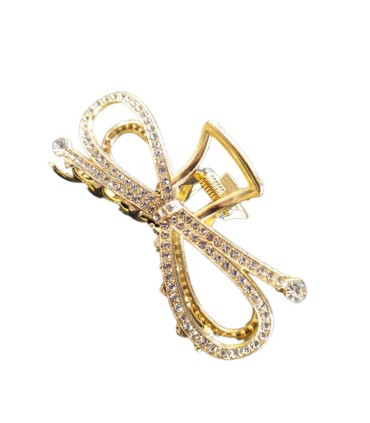 كليپس موي سر فلزي طلايي كوچك نگين دار